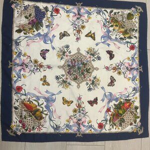 GUCCI Floral and Butterfly Silk Scarf